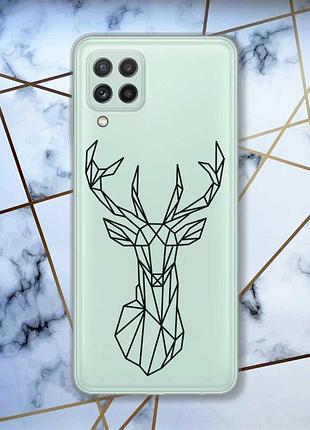 Прозрачный чехол на samsung galaxy a22 4g / m22 / m32 :: олень (принт 128)
