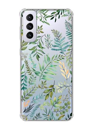 Чехол с утолщёнными углами на samsung galaxy s21 plus :: растительный фон (принт 377)