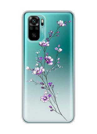Прозрачный чехол на xiaomi redmi note 10 / note 10s :: веточка цветов (принт 278)