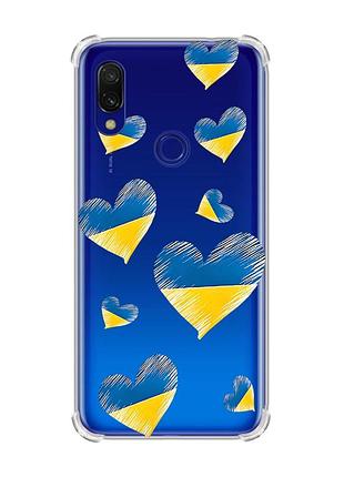 Чехол с утолщёнными углами на xiaomi redmi 7 :: сердечка. украина /принт 258/