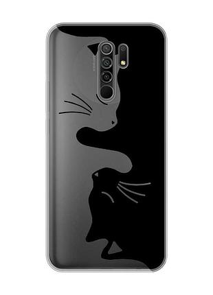 Прозрачный чехол для xiaomi redmi 9 кошечки (принт 118)