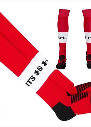 Спортивные  гольфы-гетры under armour,красно-белые гетры футбольного клуба «саутгемптон» (southampton fc)