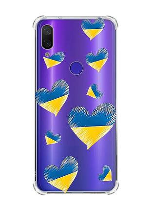 Чехол с утолщёнными углами на xiaomi redmi note 7/7 pro :: сердечка. украина /принт 258/