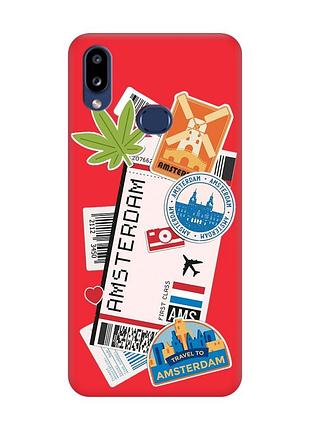 Матовый красный чехол на samsung galaxy a10s (a107) :: путешествия. амстердам (принт 327)