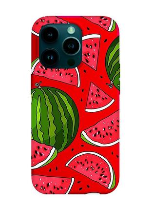 Матовий червоний чохол на apple iphone 14 pro :: кавуни (принт 341)