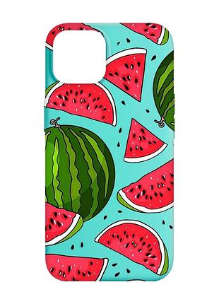 Матовий бірюзовий чохол на apple iphone 14 :: кавуни (принт 341)