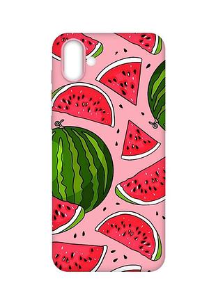 Матовий рожевий чохол на samsung galaxy a04 :: кавуни (принт 341)