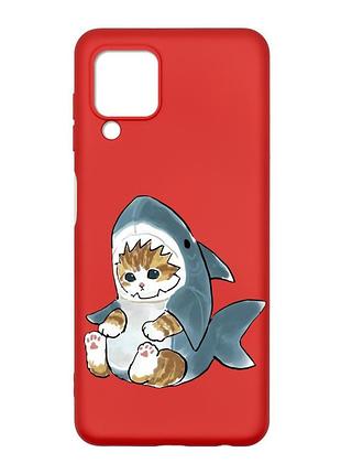 Матовый красный чехол на samsung galaxy m32/a22/m22 4g :: котёнок (принт 120)