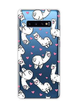 Прозрачный чехол на samsung galaxy s10 plus :: ламы (принт 95)