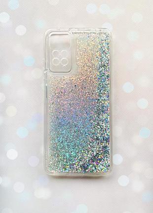 Чехол с плавающими блестками на xiaomi redmi note 11 pro/12 pro 4g серебряный