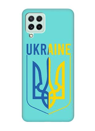 Матовий бірюзовий чохол на samsung galaxy m32/m22/a22 4g :: тризуб (патріотичний принт 254)