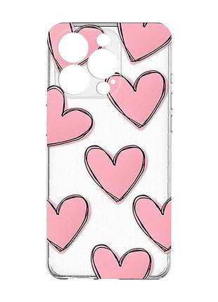 Чохол із захистом камери на iphone 15 pro :: сердечка рожеві (принт 78)