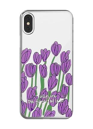 Прозрачный чехол на iphone x/xs :: тюльпаны (принт 265)