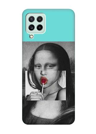 Матовий бірюзовий чохол на samsung galaxy m32/m22/a22 4g :: сучасна мона ліза (принт 351)