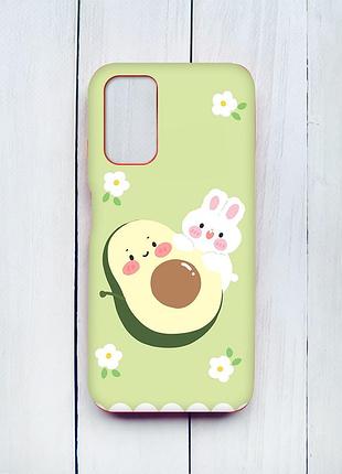 Матовий чохол з червоними боками на xiaomi redmi 9t :: авокадо і зайченя (принт 311)