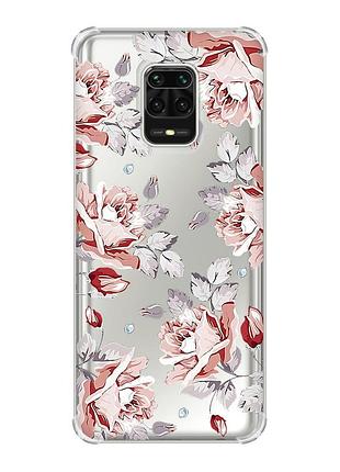Чохол з потовщеними кутами на xiaomi redmi note 9 pro/ 9s/ 9 pro max :: фон троянди (принт 273)