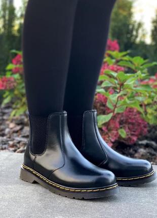 Черевики зима доктор мартінс челсиа, чорні з хутром. dr martens chelsea black