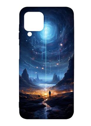 Чехол с черными боками на samsung galaxy a12 :: космос (принт 244)