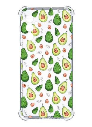 Чехол с утолщенными углами на samsung galaxy s24 :: авокадо с котиками (принт 301)
