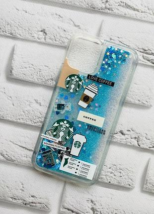 Чохол з блискітками для iphone 12 / 12 pro (6.1) кава. блакитний