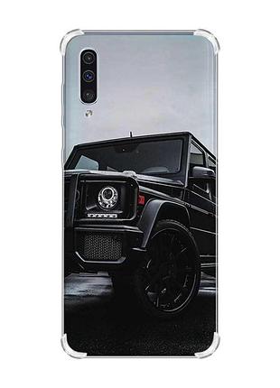 Чехол с утолщёнными углами на samsung galaxy а50 (2019) а505 :: авто чёрное (принт 234)