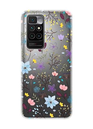 Прозрачный чехол для xiaomi redmi 10 :: цветочный фон (принт 267)
