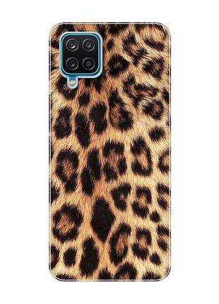 Матовый чехол на samsung galaxy a12 4g :: леопардовый дизайн (принт 383)