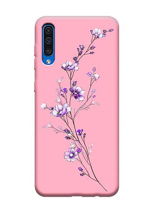 Матовий рожевий чохол на samsung galaxy a50 (2019) a505 :: гілочка квітів (принт 278)