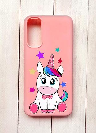 Матовый чехол на samsung a34 5g розовый :: единорог (принт 102)
