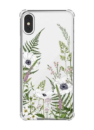 Чохол з потовщеними кутами на iphone x/xs :: квіти польові (принт 363)
