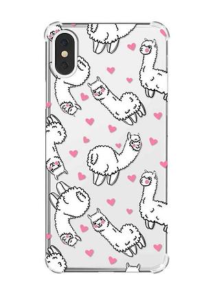 Чехол с утолщёнными углами на iphone x/xs :: ламы (принт 95)