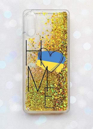 Чехол с плавающими блестками на samsung galaxy a02 / a022 (2021) золотой :: дом украина (принт 353)