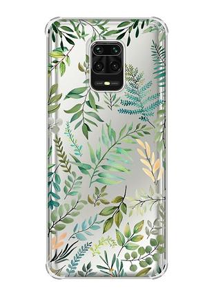 Чохол з потовщеними кутами на xiaomi redmi note 9 pro/9s/9 pro max :: рослинний фон (принт 377)