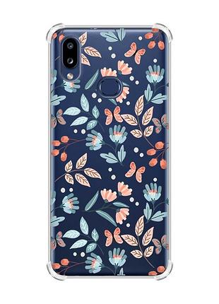 Чехол с утолщенными углами на samsung galaxy a10s (a107) :: цветочный фон (принт 370)