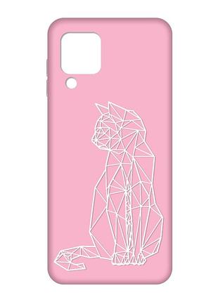 Матовый розовый чехол на samsung galaxy m32/a22/m22 4g :: кошечка (принт 125)