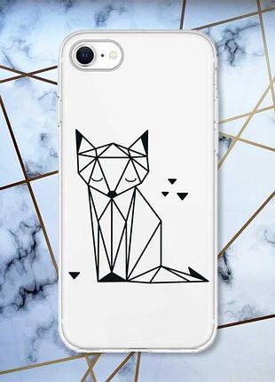 Прозрачный чехол на iphone se 2020 лиса (принт 126)