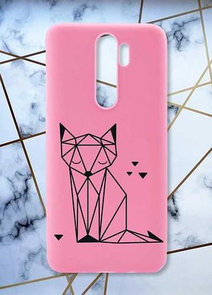 Матовый розовый чехол на xiaomi redmi note 8 pro лиса (принт 126)