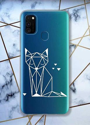 Прозрачный чехол на samsung galaxy m30s/м21 лиса (принт 127)