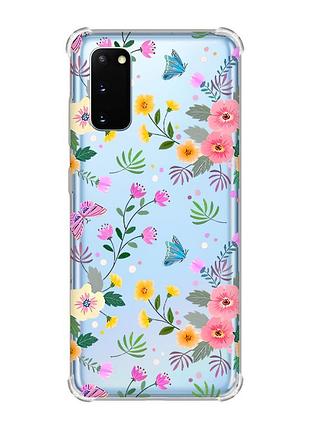 Чохол із потовщеними кутами на samsung galaxy s20 plus :: квітковий фон (принт 369)