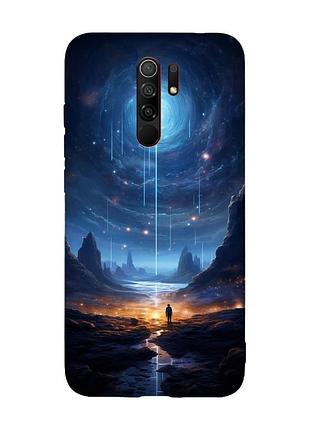 Чехол с красными боками на xiaomi redmi note 8 pro :: космос (принт 244)