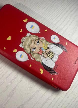Чехол-книжка с рисунком для xiaomi redmi note 8 pro красный; украинка со сладостями (принт 175) 2