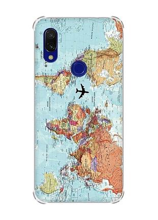 Чохол з потовщеними кутами на xiaomi redmi 7 :: карта світу /принт 318/