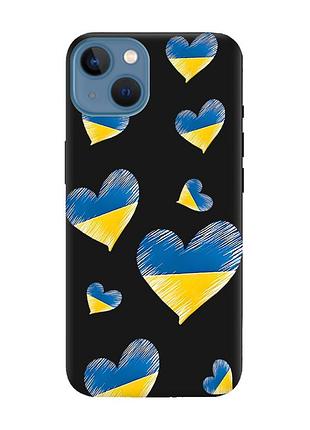 Матовий чорний чохол на apple iphone 13 :: сердечка. україна (принт 258)