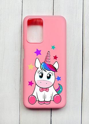 Матовый чехол на xiaomi redmi 10 розовый :: единорог (принт 102)