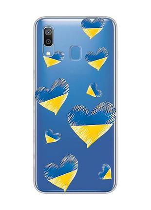 Прозрачный чехол на samsung galaxy a30 (2019)/a20 (2019) сердечка. украина (принт 258)