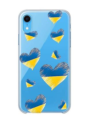 Прозорий чохол на iphone xr :: сердечка. україна (принт 258)