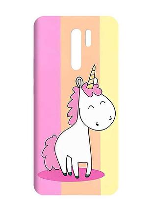 Матовий чохол з чорними боками на xiaomi redmi 9 :: єдиноріг (принт 104)