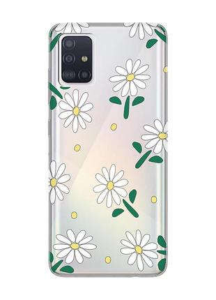 Прозрачный чехол на samsung galaxy a71/a715 :: ромашки (принт 368)