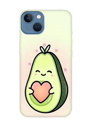 Матовый чехол с розовыми боками на iphone 13 :: кавай авокадо с сердечком (принт 310)