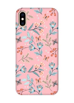 Матовый розовый чехол на iphone xs max :: цветочный фон (принт 370)